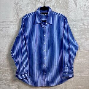 Jones New York Blue and White Striped Button Down Shirt 2X